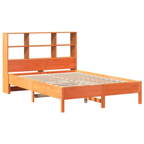 vidaXL Lit biblioth&egrave;que sans matelas cire marron 135x190 cm pin massif