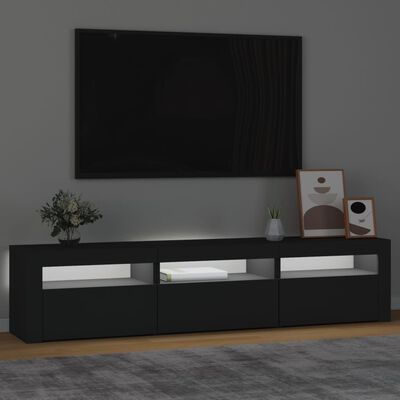 vidaXL Meuble TV avec lumières LED Noir 180x35x40 cm