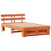 vidaXL Cadre de lit avec t&ecirc;te de lit Brun cire 140 x 190 cm Pin massif