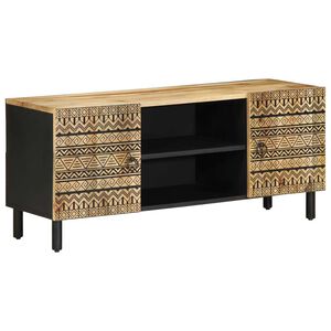 vidaXL Meuble TV noir 105x33,5x46 cm bois massif manguier brut
