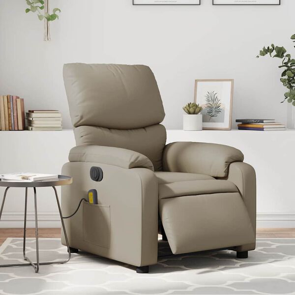 vidaXL Fauteuil de massage inclinable &eacute;lectrique cappuccino similicuir