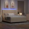 vidaXL Lit &agrave; ressort LED avec matelas Cr&egrave;me 180 x 200 cm tissu