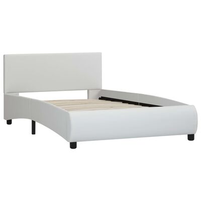 vidaXL Cadre de lit avec LED Blanc Similicuir 90 x 200 cm