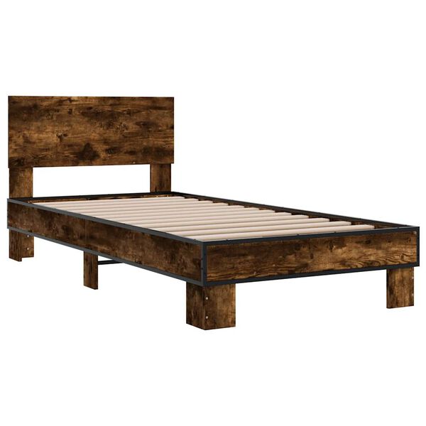 vidaXL Cadre de lit sans matelas ch&ecirc;ne fum&eacute; 90x190 cm