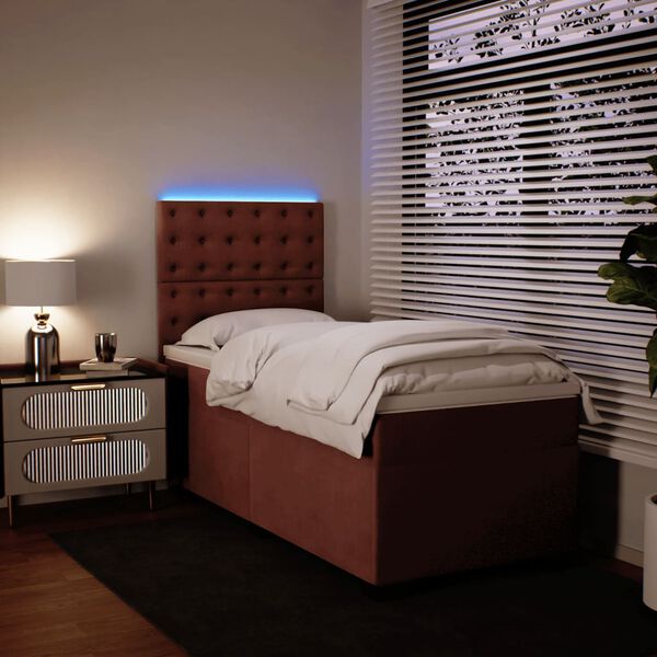 vidaXL Sommier &agrave; lattes de lit avec matelas Rose 90x200 cm Velours
