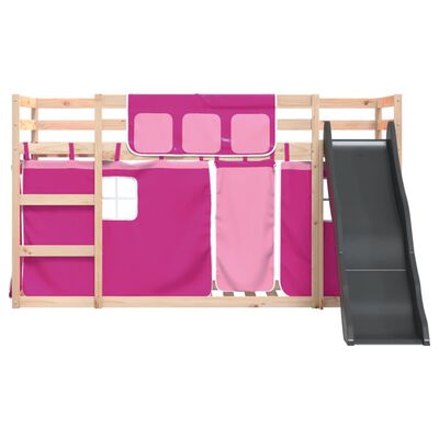 vidaXL Lit superposé sans matelas avec toboggan et rideaux 90x200 cm