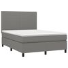 vidaXL Sommier &agrave; lattes de lit et matelas et LED Gris fonc&eacute; 140x190 cm