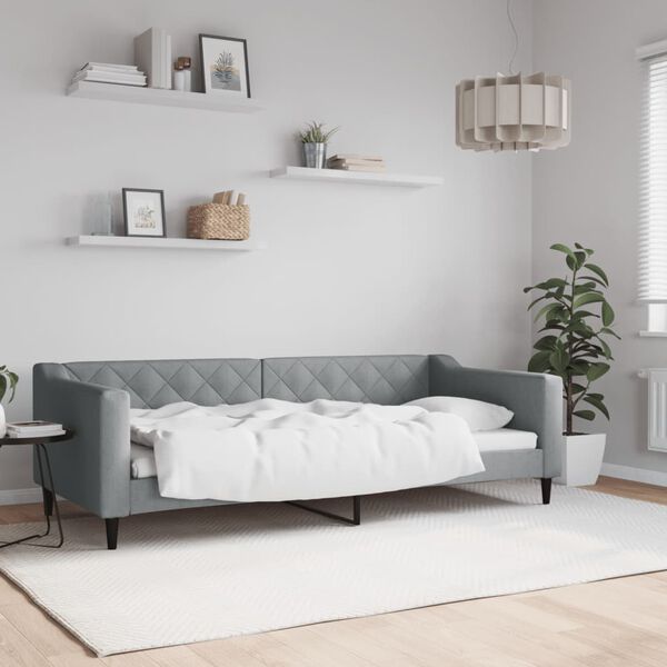 vidaXL Lit de repos sans matelas gris clair 90x200 cm tissu