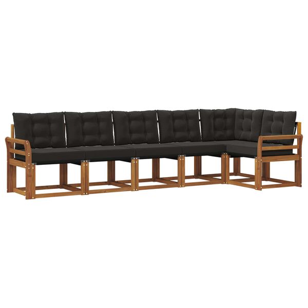 vidaXL Ensemble de canap&eacute;s d'ext&eacute;rieur 6 pcs Naturel et Noir