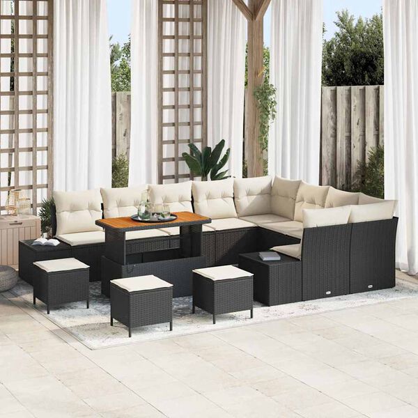 vidaXL Ensemble de canap&eacute; de jardin 13 pcs Noir Poly rotin