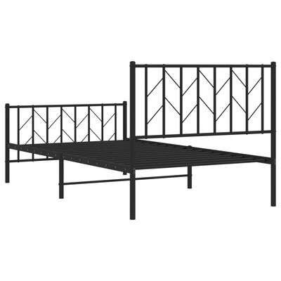 vidaXL Cadre de lit métal sans matelas et pied de lit noir 100x200 cm