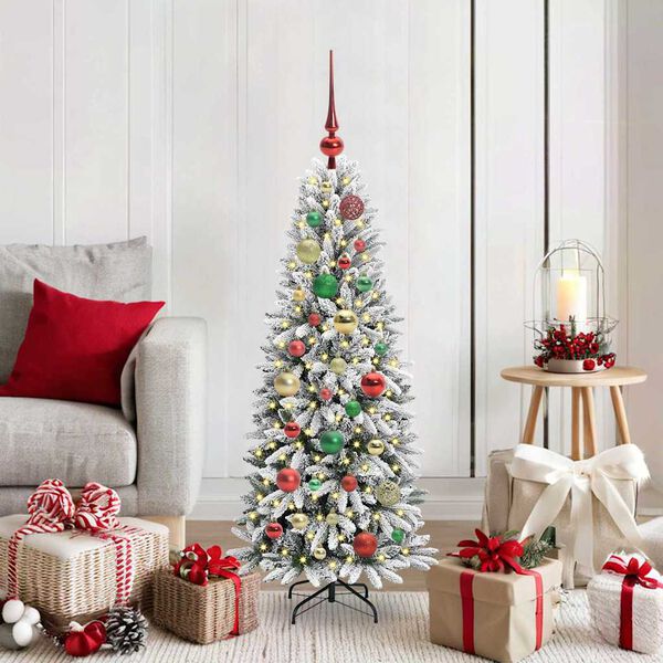 vidaXL Sapin de No&euml;l artificiel avec 150 LED avec support Blanc 120 cm