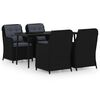 vidaXL Ensemble &agrave; manger de jardin 5 pcs Noir