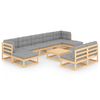 vidaXL Salon de jardin 10 pcs avec coussins Bois de pin massif