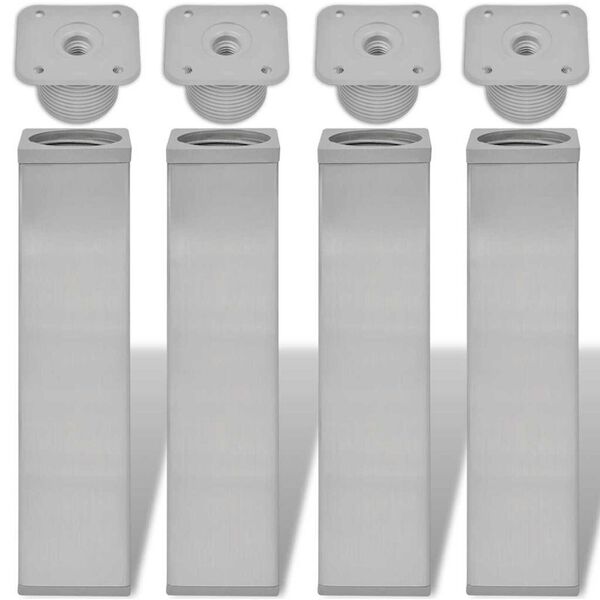 vidaXL Pieds de canap&eacute; 4 pcs Argent 38 x 38 x 180 mm Fer