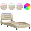 vidaXL Cadre de lit avec LED sans matelas Hvar cr&egrave;me 90x200 cm tissu