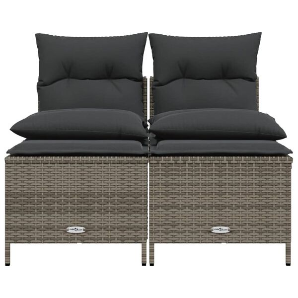 vidaXL Salon de jardin 4 pcs avec coussins gris résine tressée