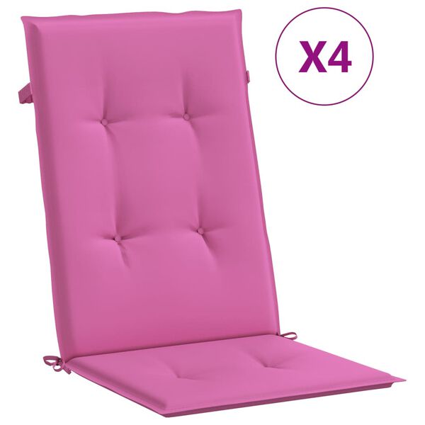 vidaXL Coussins de chaise &agrave; dossier haut lot de 4 rose tissu