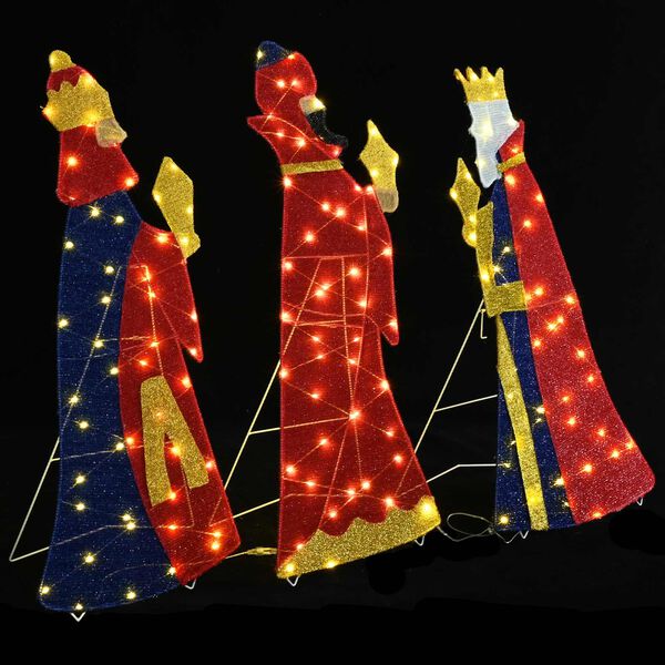 vidaXL Lighting de No&euml;l des 3 Rois 3 pcs Blanc chaud 105 cm tissu