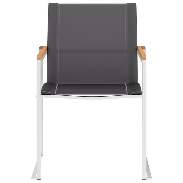 vidaXL Chaises de jardin lot de 2 Textil&egrave;ne et acier inoxydable Gris