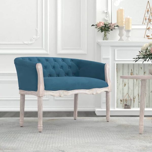 vidaXL Banc Bleu 98x56x69 cm Velours