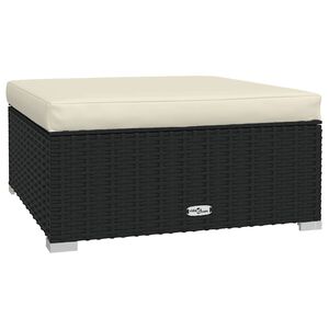 vidaXL Repose-pied de jardin et coussin Noir 70x70x30cm R&eacute;sine tress&eacute;e