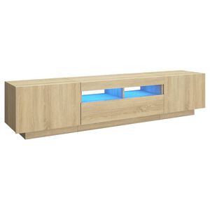 vidaXL Meuble TV avec lumi&egrave;res LED Ch&ecirc;ne sonoma 180x35x40 cm