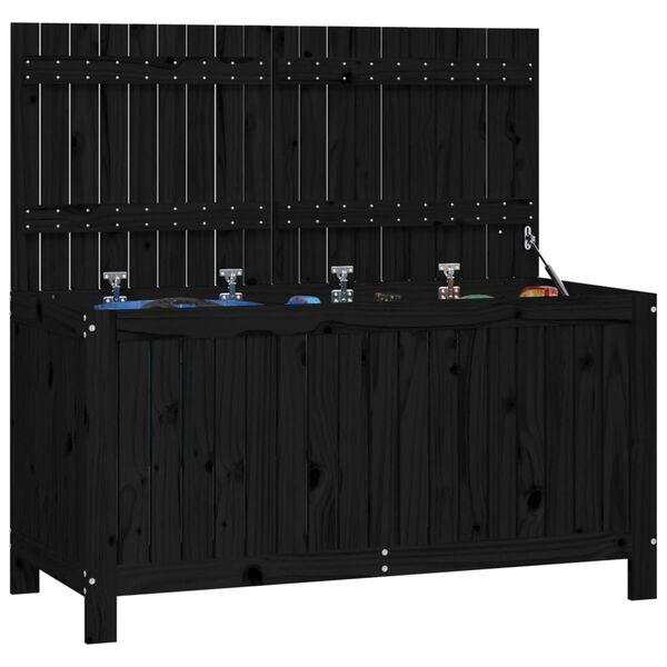 vidaXL Bo&icirc;te de rangement de jardin Noir 121x55x64 cm Bois massif pin