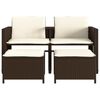 vidaXL Canap&eacute; de jardin 2 places avec table et tabourets marron rotin