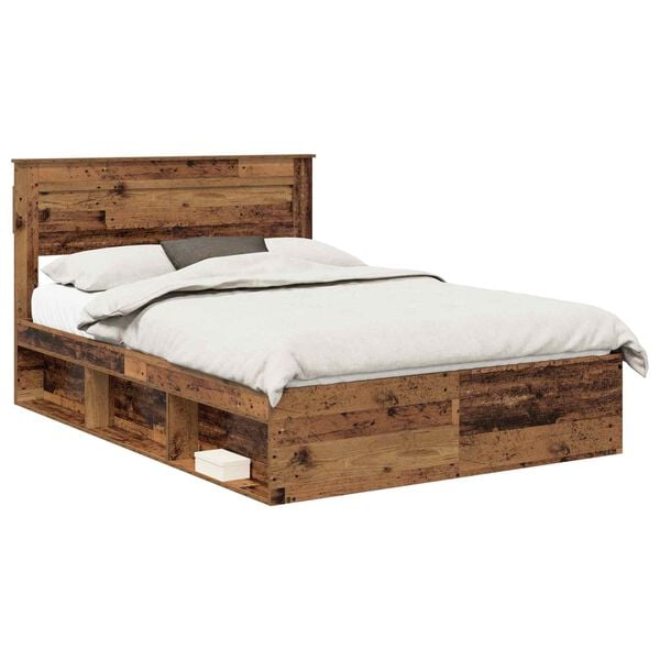vidaXL Cadre de lit Bois ancien 150 x 200 cm Bois de pin massif