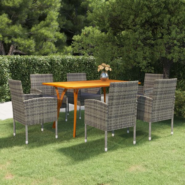 vidaXL Ensemble &agrave; manger de jardin 7 pcs Anthracite