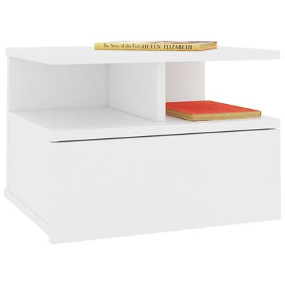 vidaXL Tables de chevet flottantes 2 pcs Blanc 40x31x27 cm Aggloméré