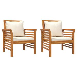 vidaXL Chaises de canap&eacute; et coussins blanc cr&egrave;me lot de 2 Bois acacia