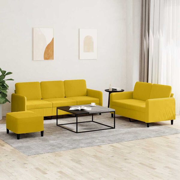 vidaXL Ensemble de canapés 3 pcs jaune velours