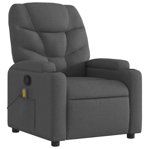vidaXL Fauteuil de massage inclinable gris foncé tissu