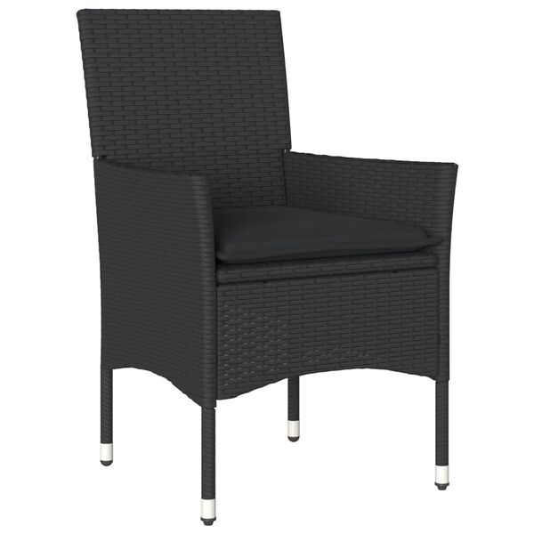 vidaXL Ensemble &agrave; manger de jardin et coussins 9 pcs noir rotin verre