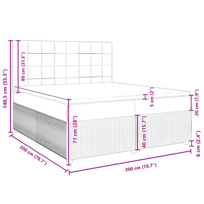 vidaXL Sommier à lattes de lit avec matelas Rose 200x200 cm Velours