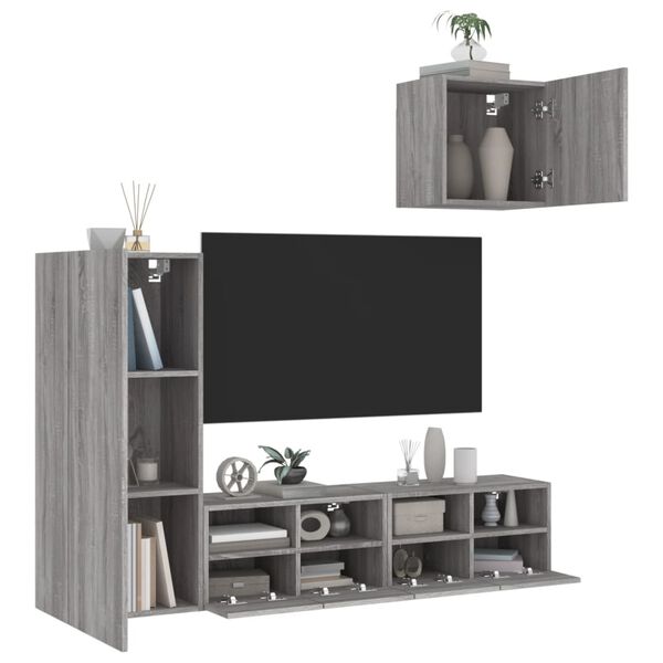 vidaXL Unit&eacute;s murales TV 4 pcs sonoma gris bois d'ing&eacute;nierie