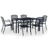 vidaXL Ensemble &agrave; manger d'ext&eacute;rieur 7 pcs Acier Noir
