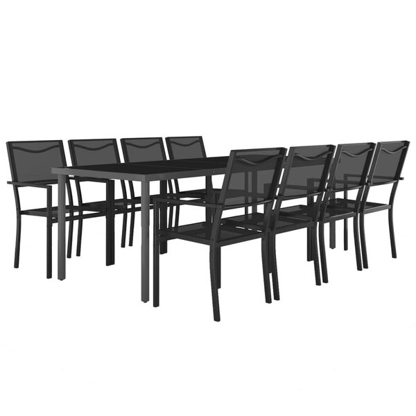 vidaXL Mobilier de salle &agrave; manger d'ext&eacute;rieur 9 pc Acier