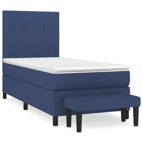 vidaXL Sommier &agrave; lattes de lit avec matelas Bleu 90x200 cm Tissu
