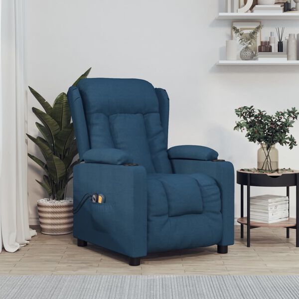vidaXL Fauteuil de massage Bleu Tissu