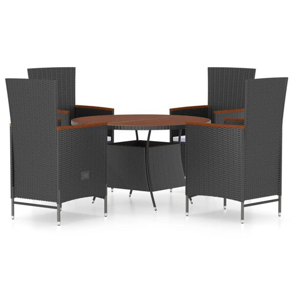 vidaXL Ensemble &agrave; manger d'ext&eacute;rieur 5pcs avec coussins R&eacute;sine tress&eacute;e