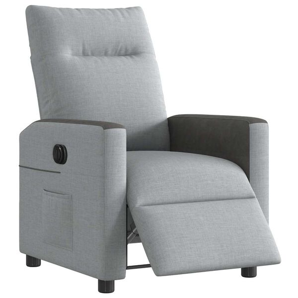 vidaXL Fauteuil inclinable &eacute;lectrique Gris clair Tissu