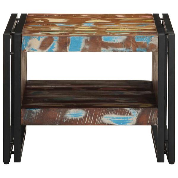 vidaXL Table basse multicolore 50x50x38 cm bois de r&eacute;cup&eacute;ration massif