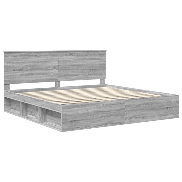 vidaXL Cadre de lit Gris Sonoma 200 x 200 cm Bois de pin massif
