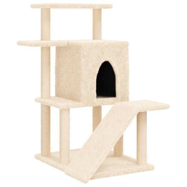 vidaXL Arbre &agrave; chat avec griffoirs en sisal cr&egrave;me 97 cm