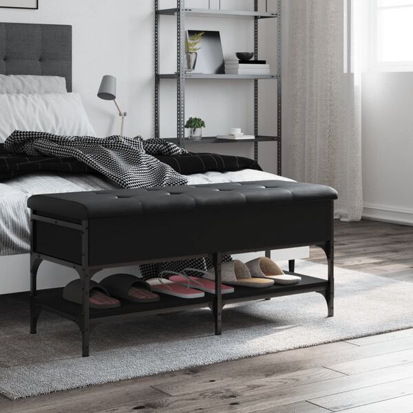 vidaXL Banc &agrave; chaussures noir 102x42x45 cm bois d'ing&eacute;nierie