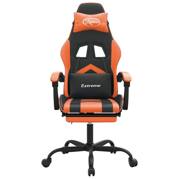 vidaXL Chaise de jeu avec repose-pied Noir et orange Similicuir