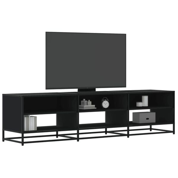 vidaXL Meuble TV noir 180x40x46 cm bois d'ing&eacute;nierie